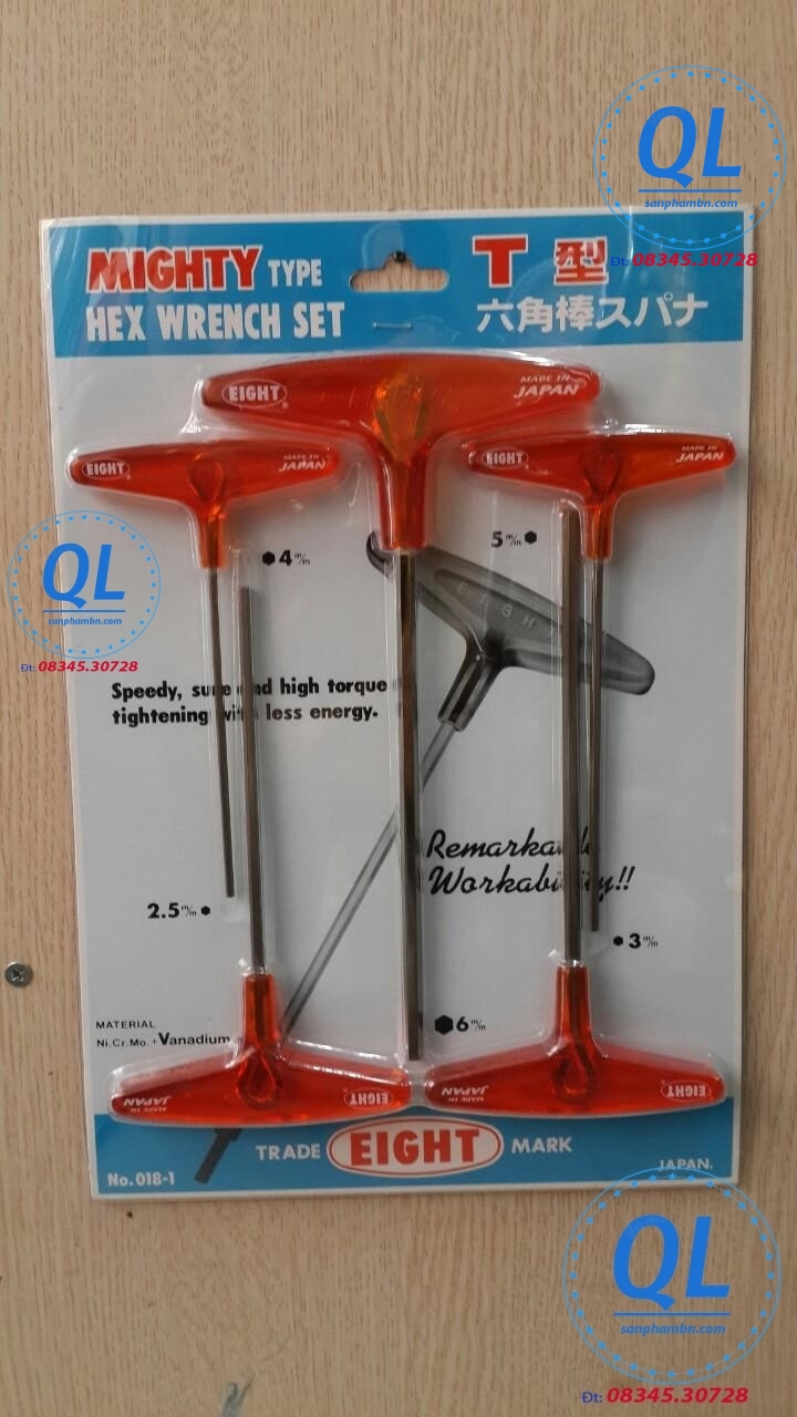 Bộ lục giác chữ T EIGHT No.018-1 Mighty type Hex wrench set